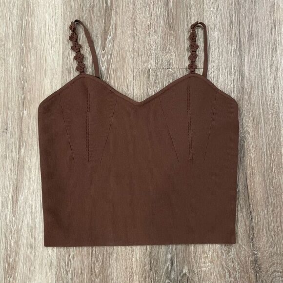 NWT Bailey 44 Brown Rib Cropped Cami - Size: Large - Picture 1 of 6